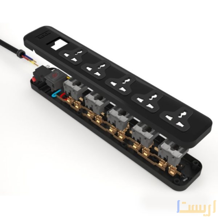 ⁦مشترك كهربائي 5 عيون من اي لوك ILOCK STRIP 5 UNIVERSAL مع كابل 3 متر وموصلات نحاسية عالية الجودة⁩ - الصورة ⁦3⁩